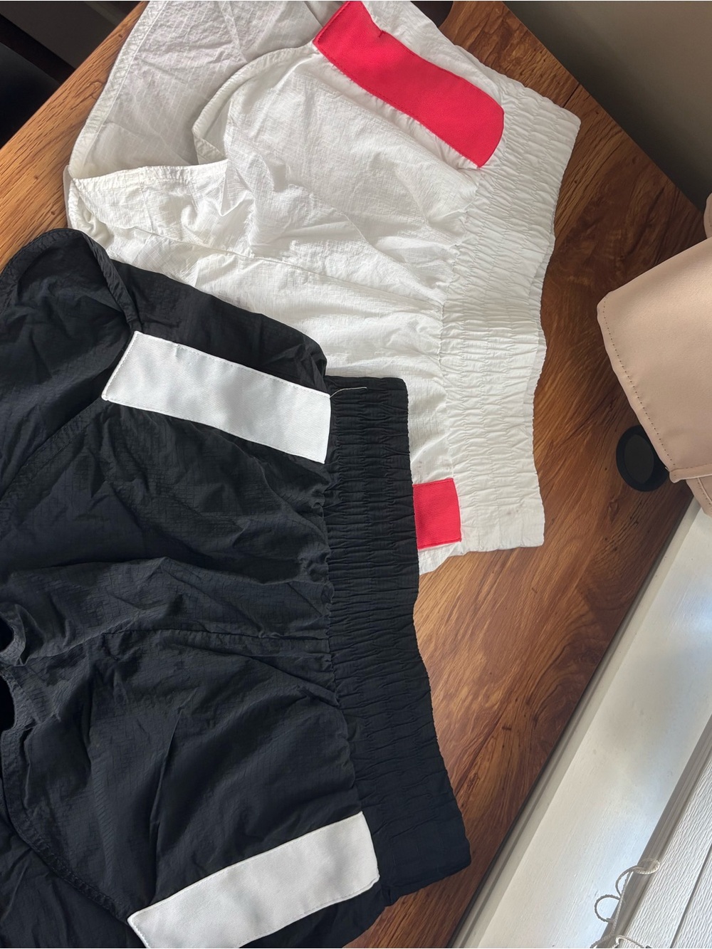 JoyLab Black & White Athletic Shorts with Pink Accents